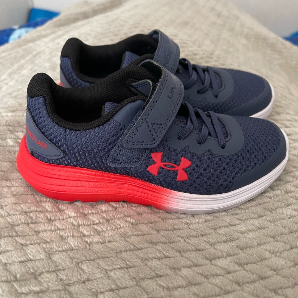 Boys' Pre-School UA Assert 9 AC Running Shoes- blue and red - size 11K